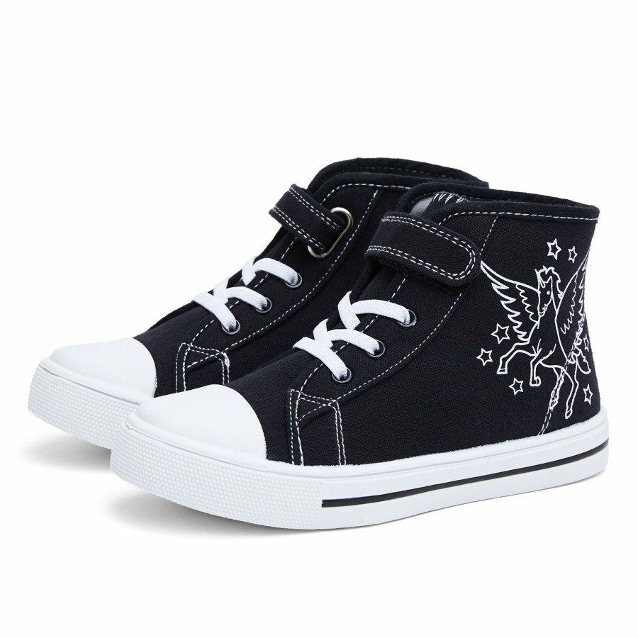 Kids my soft | Angel Unicorn High Top Navy Canvas Sneakers