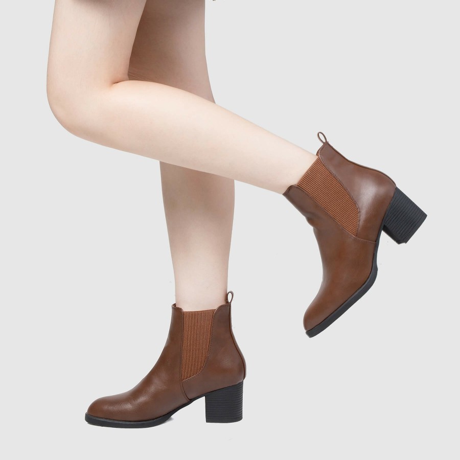 Women my soft Heeled Boots | Stretch Chelsea Block Heel Boots