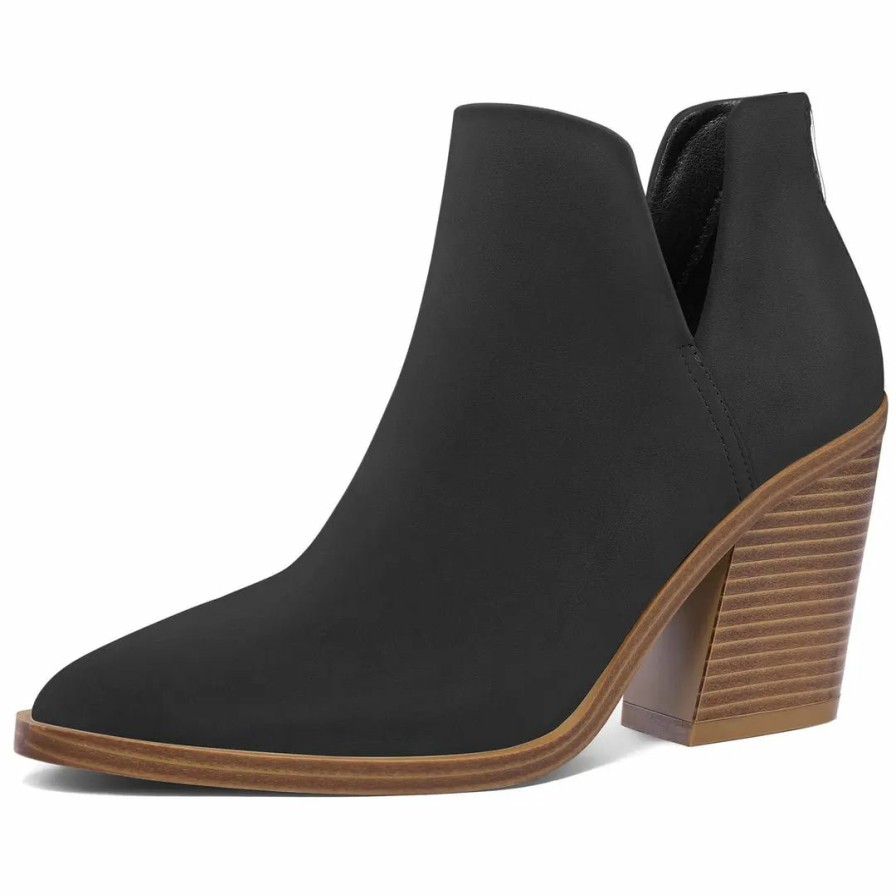 Women my soft Heeled Boots | Cutout Pointed Toe Ankle Chelsea Boots Black/White