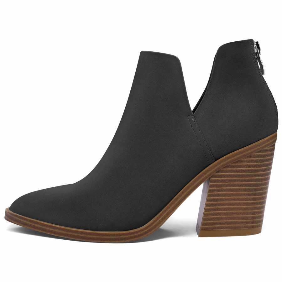 Women my soft Heeled Boots | Cutout Pointed Toe Ankle Chelsea Boots Black/White