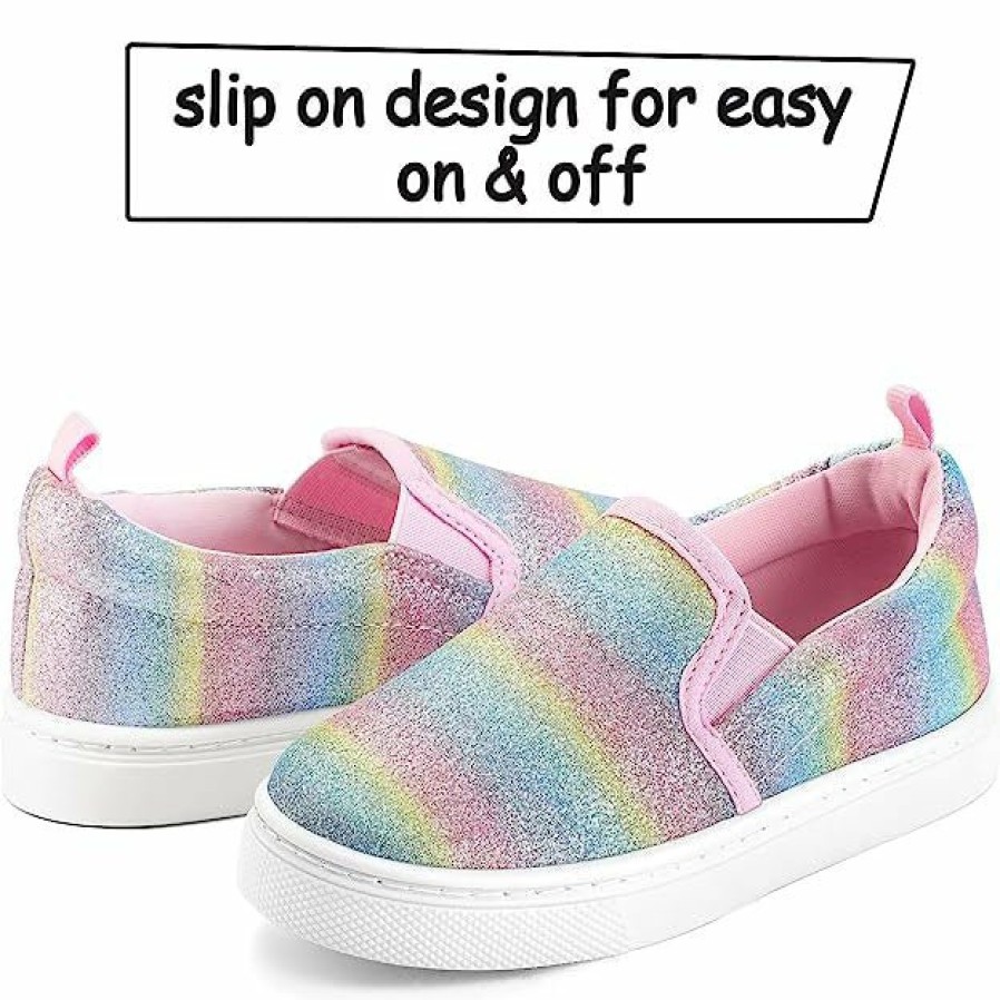 Kids my soft | Rainbow Stripe Glitter Slip-On Espadrilles