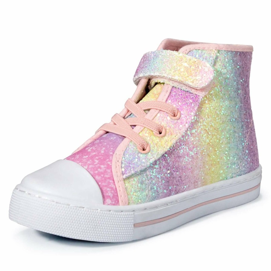 Kids my soft | Iridescent Canvas High Top Glitter Sneakers