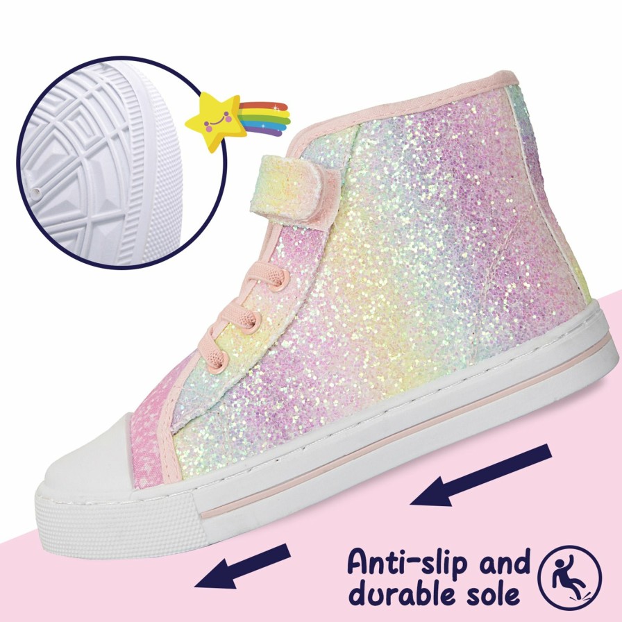 Kids my soft | Iridescent Canvas High Top Glitter Sneakers