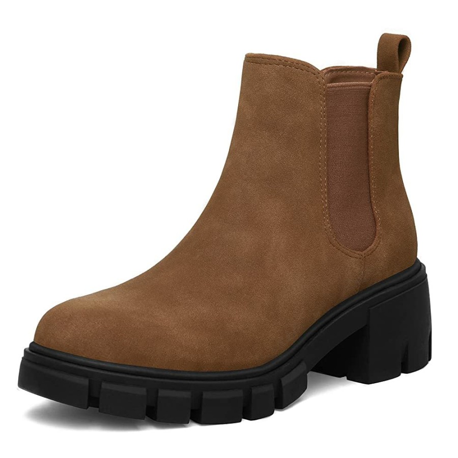 Women my soft Casual Boots | Chunky Heel Lug Sole Chelsea Boots