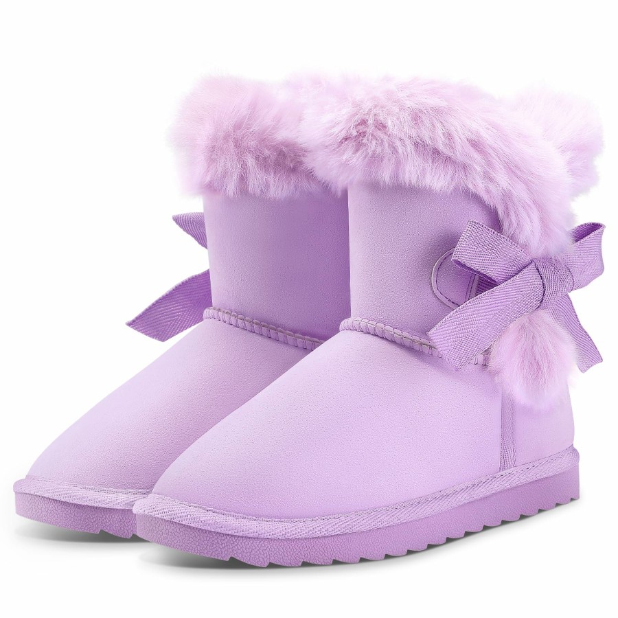 Kids my soft | Girls Bow Tie Warm Fur Lined Snow Boots