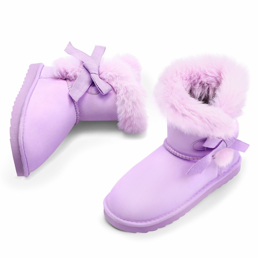 Kids my soft | Girls Bow Tie Warm Fur Lined Snow Boots