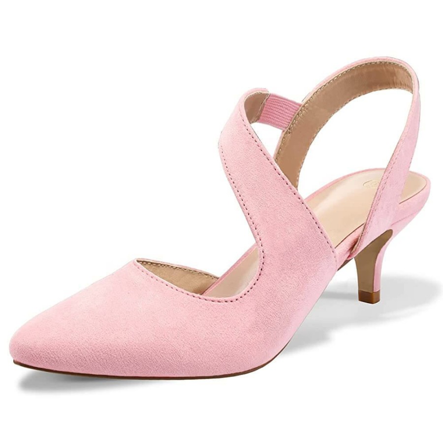 Women my soft Dress Heels | Pastel Pink 2" Pointed Toe Low Heel Pumps