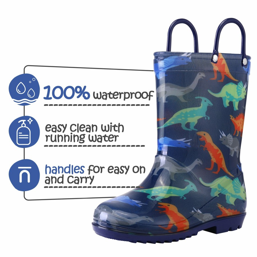 Kids my soft | Pvc Multicolor Dinosaur Blue Rubber Rain Boots