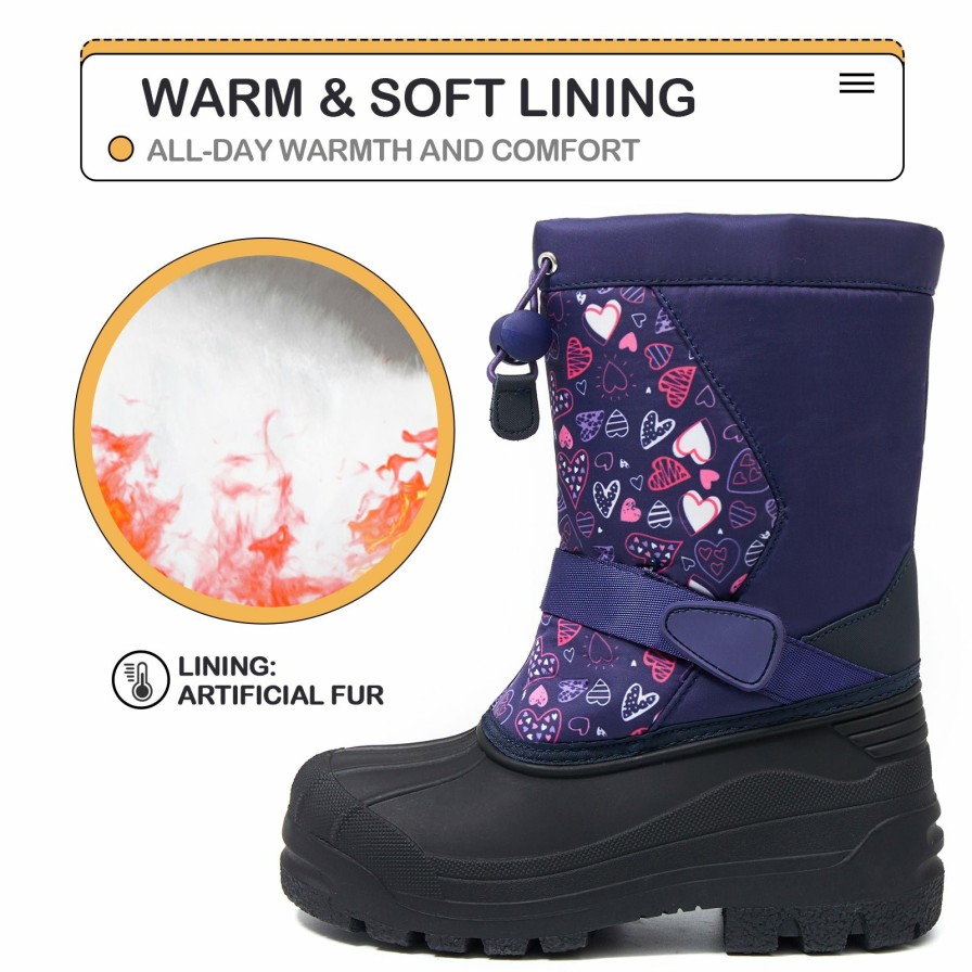 Kids my soft | Purple Heart Warm Waterproof Non-Slip Snow Boots