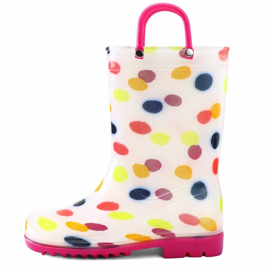 Kids my soft | Colorful Round Print White Kids Rain Boots