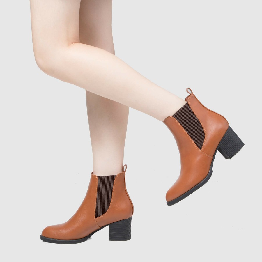 Women my soft Heeled Boots | Classic Stacked Heel Chelsea Ankle Boots