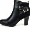 Women my soft Heeled Boots | Double Buckle Chunky Heel Ankle Boots