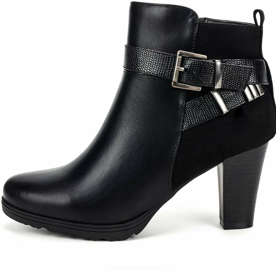 Women my soft Heeled Boots | Double Buckle Chunky Heel Ankle Boots