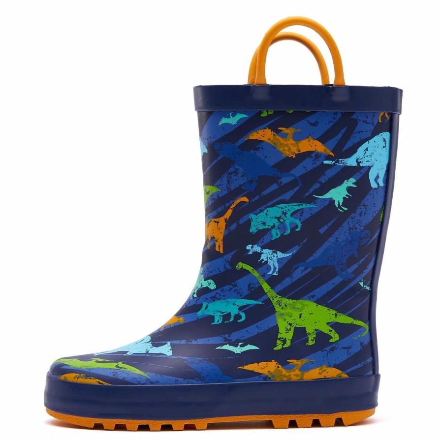 Kids my soft | Colorful Dinosaur Kids Rain Boots-Orange