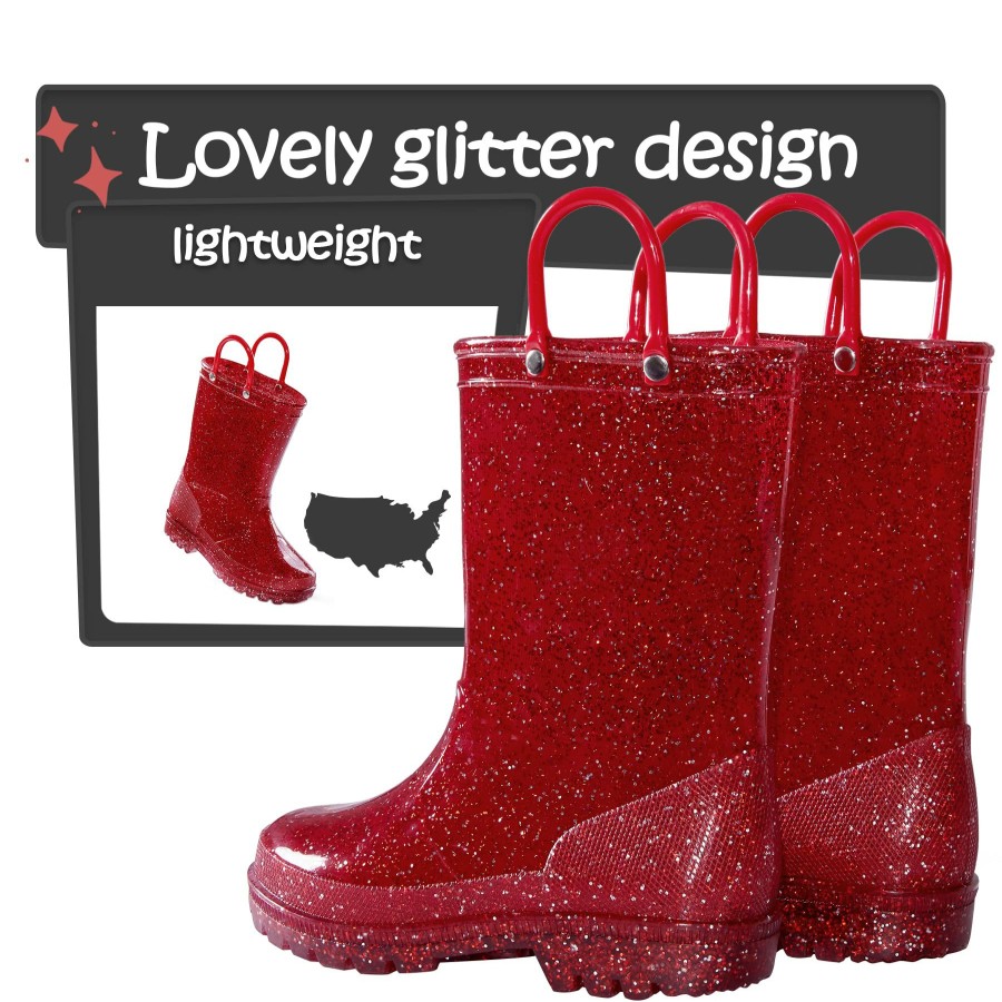 Kids my soft | Solid Color Glitter Non-Slip Rubber Rain Boots