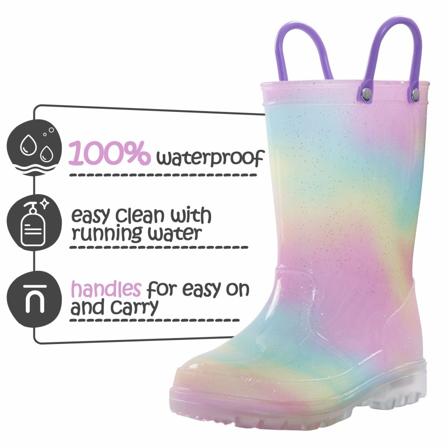 Kids my soft | Rainbow Style Aurora Gradient Luminous Rain Boots