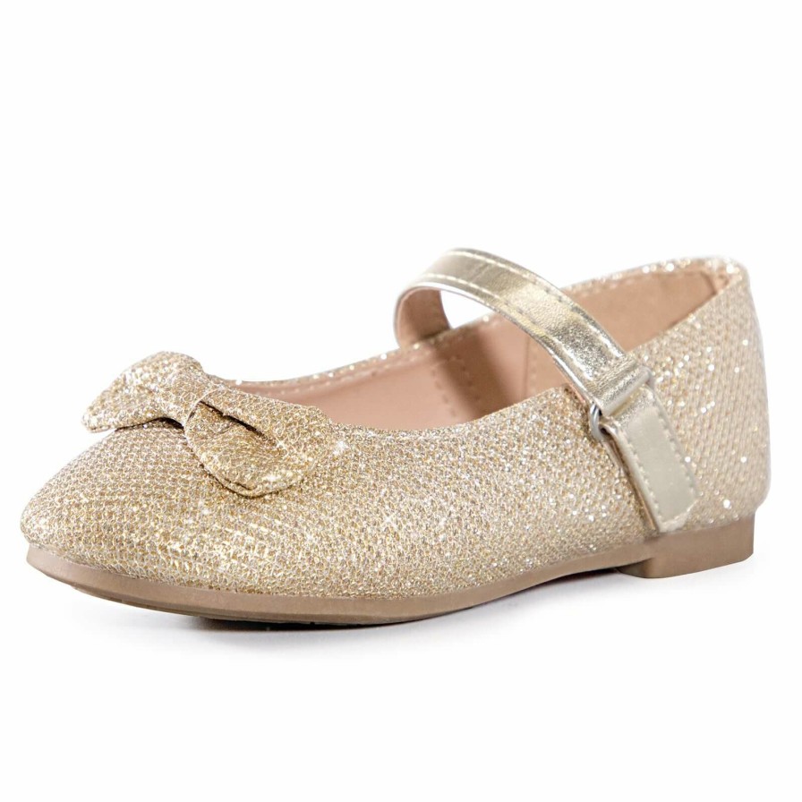 Kids my soft | Girls Dress Shoes-Sequined Mary Jane Flats With Bow Tie