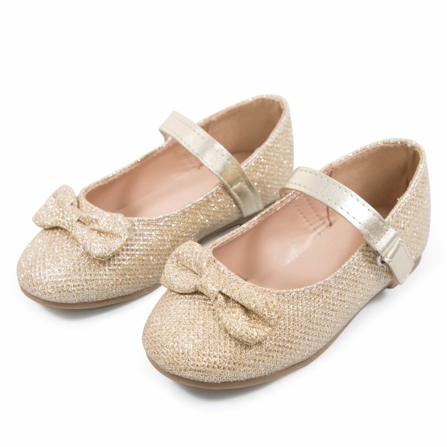 Kids my soft | Girls Dress Shoes-Sequined Mary Jane Flats With Bow Tie