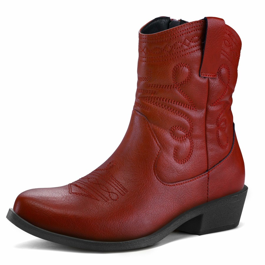 Women my soft Cowboy & Cowgirl Boots | Western Low Heel Red Cowgirl Boots