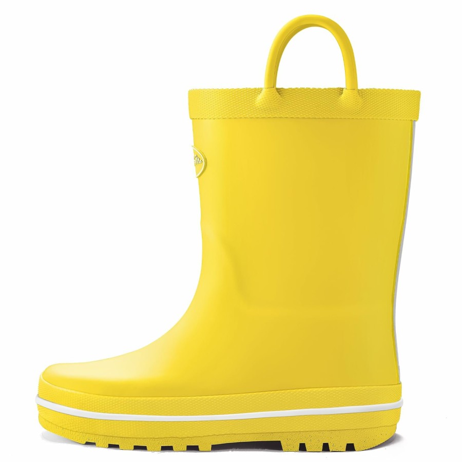 Kids my soft | Solid Color Green Handle Rubber Rain Boots