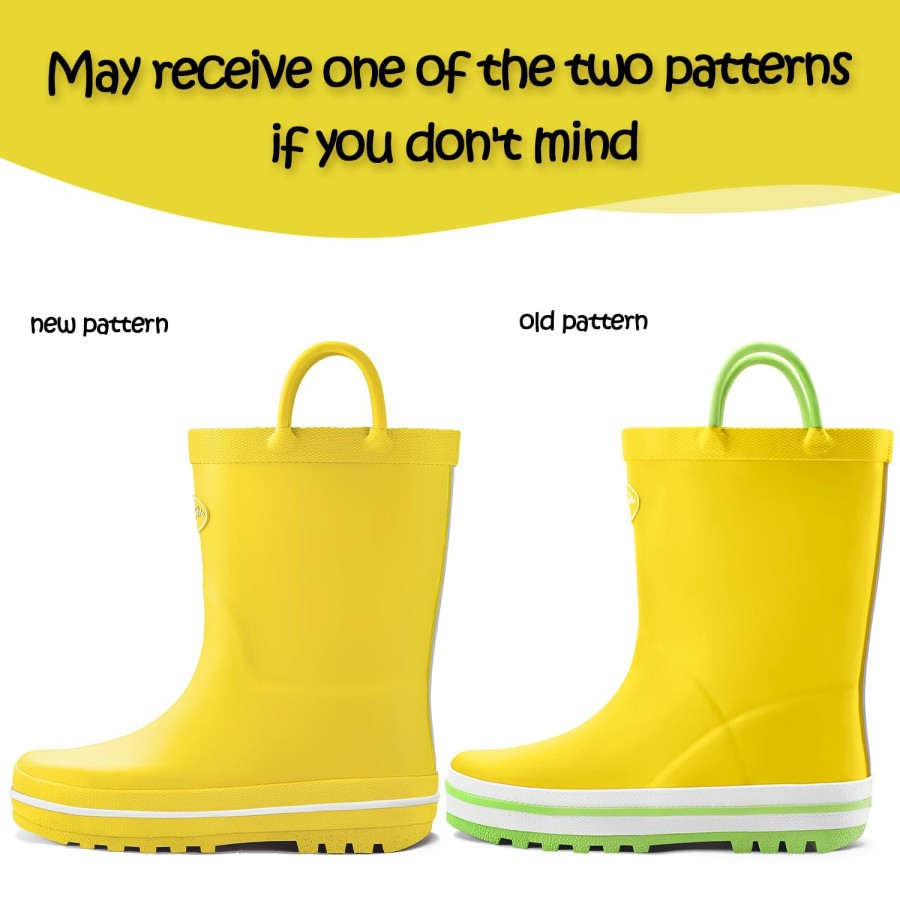 Kids my soft | Solid Color Green Handle Rubber Rain Boots