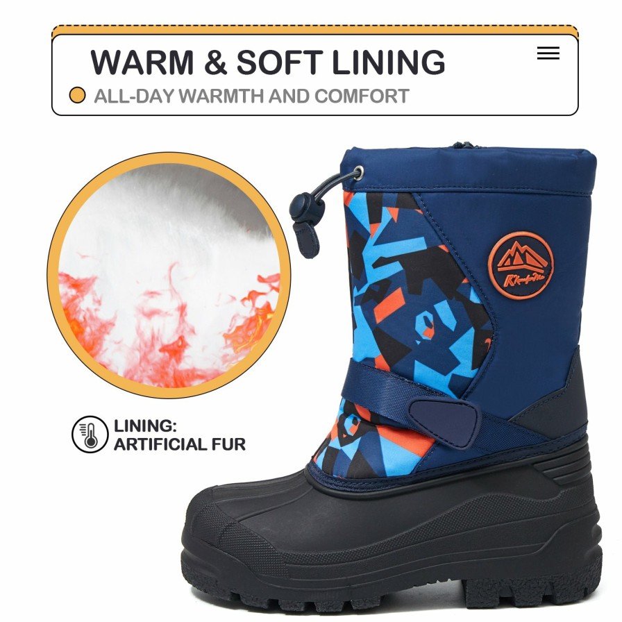 Kids my soft | Dark Blue Camouflage Warm Waterproof Snow Boots