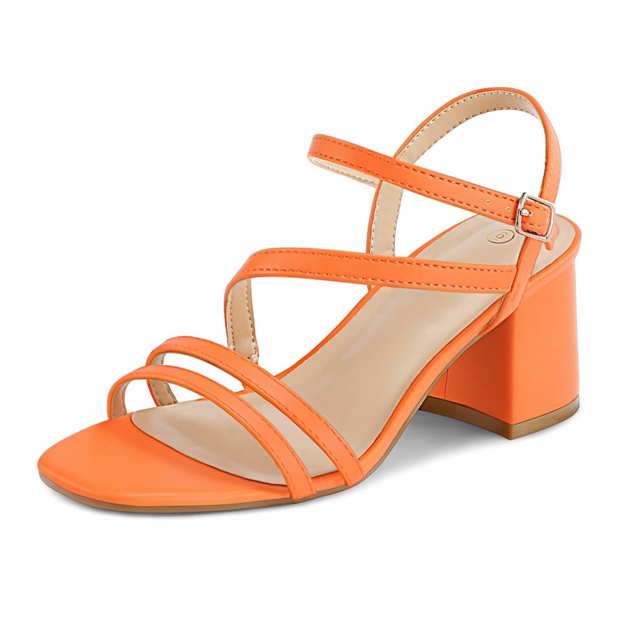 Women my soft Dress Heels | Asymmetric Strap Square Toe Block Heel Sandals