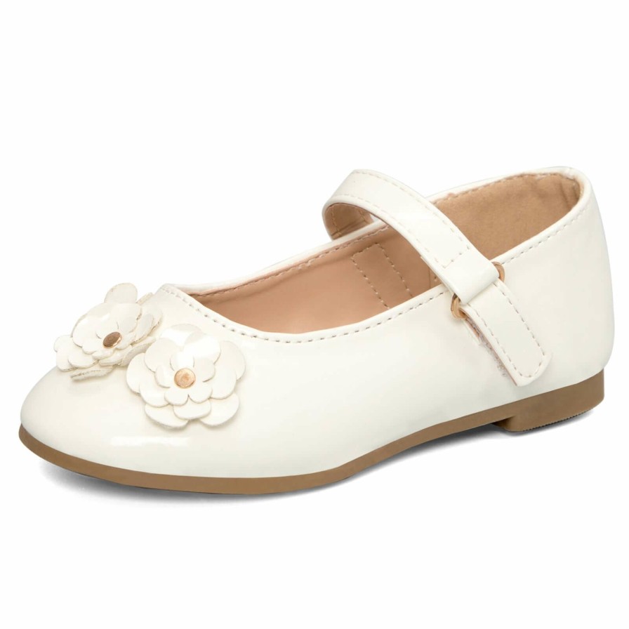 Kids my soft | Kids Dress Shoes-Stereoscopic Flower White Mary Jane Shoes