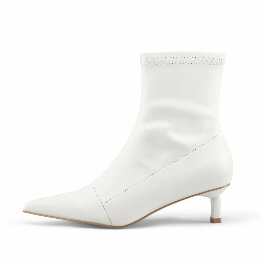 Women my soft Casual Boots | High Heel White Pointed Low Boots