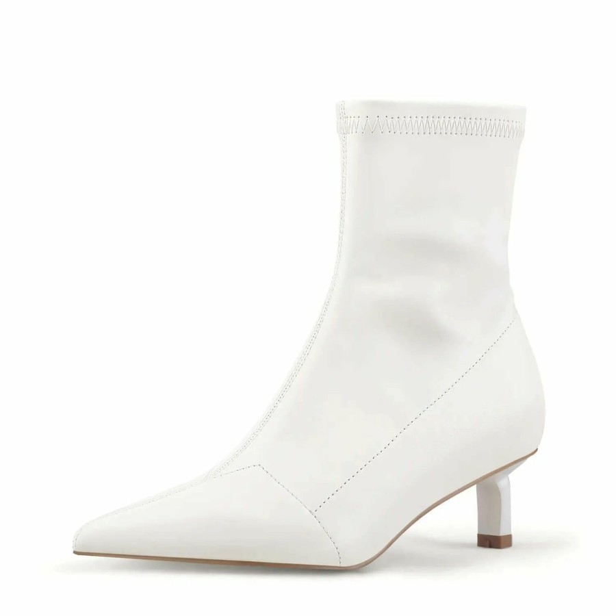 Women my soft Casual Boots | High Heel White Pointed Low Boots