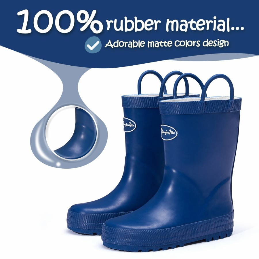 Kids my soft | Solid Navy Waterproof Rubber Rain Boots