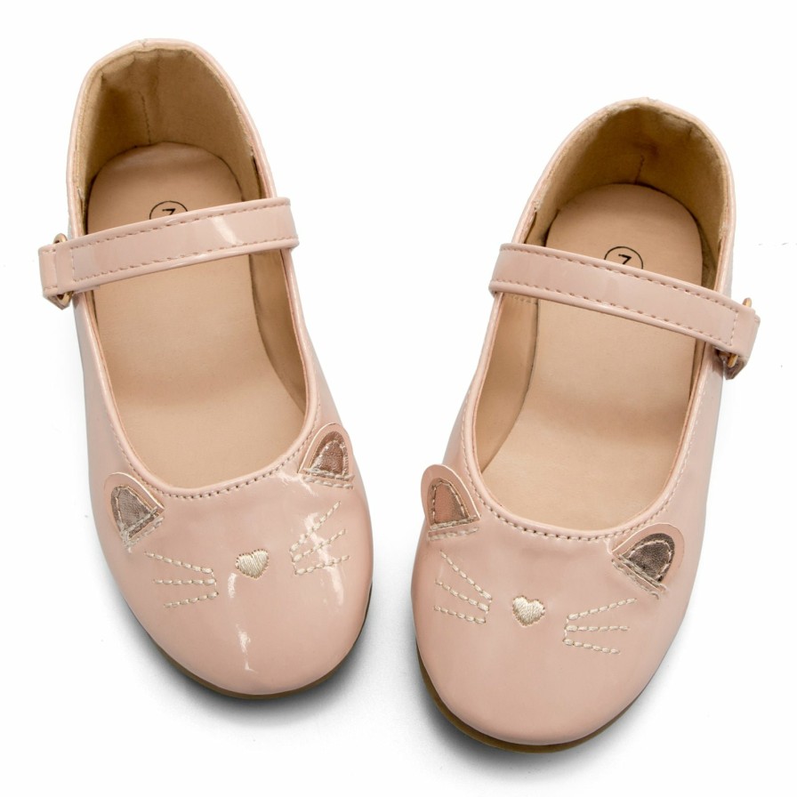 Kids my soft | Kids Dress Shoes-3D Cat Ears Nude Mary Jane Dress Shoes