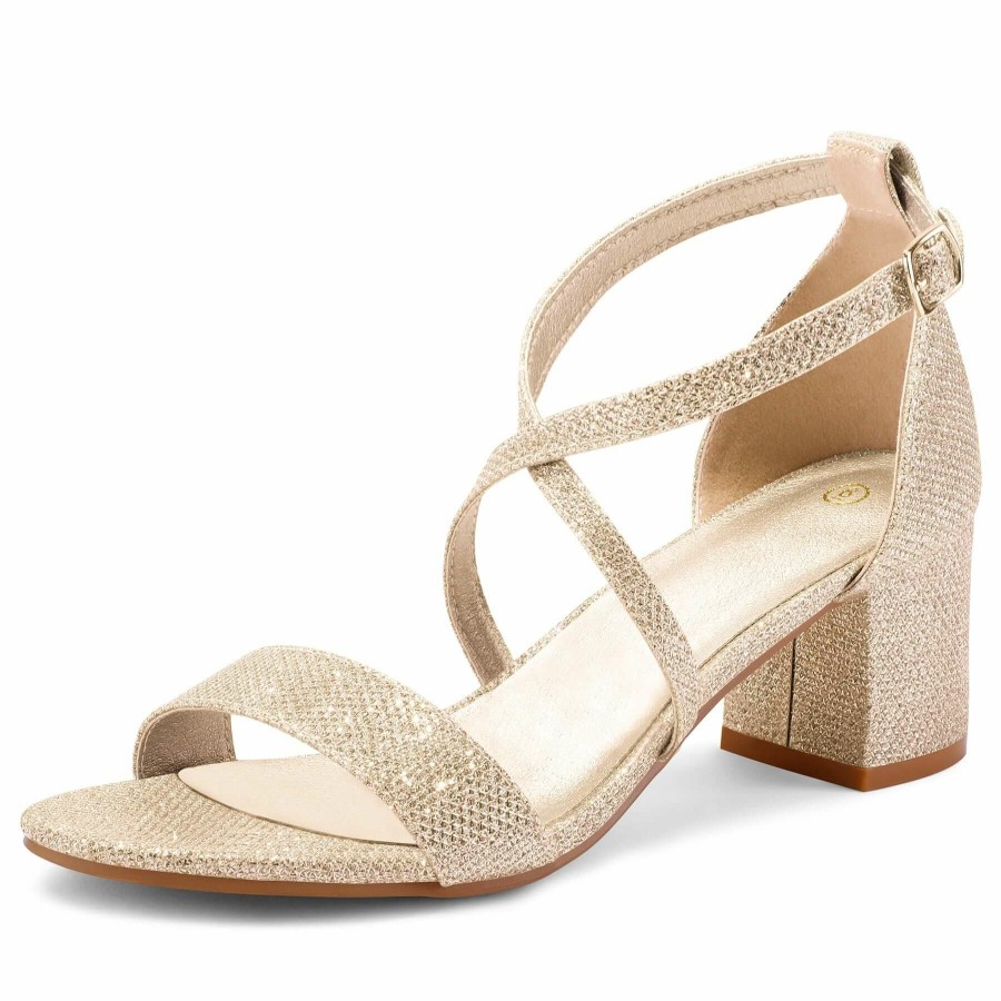 Women my soft Dress Heels | Glitter Simple Fashion Square Heel Sandals