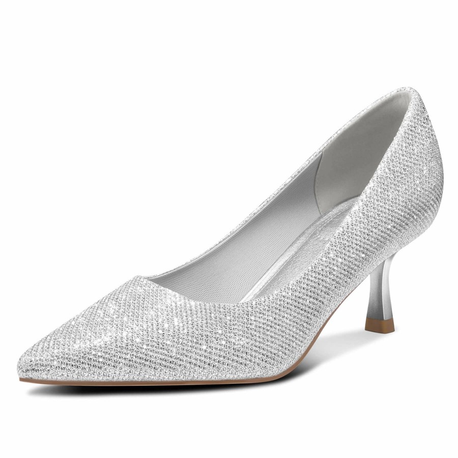 Women my soft Dress Heels | Glitter Closed Toe Dress Classic Pumps