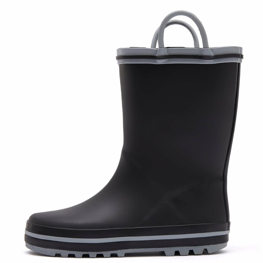 Kids my soft | Plain Black Matte Waterproof Rubber Rain Boots