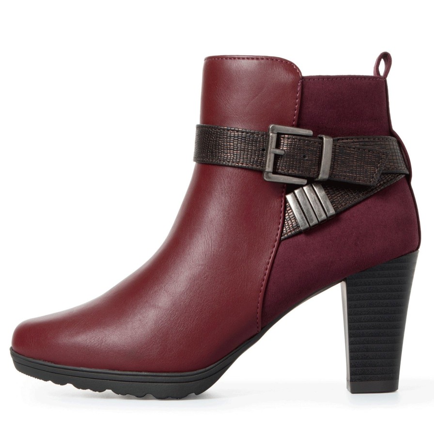 Women my soft Heeled Boots | Double Buckle Chunky Heel Ankle Boots