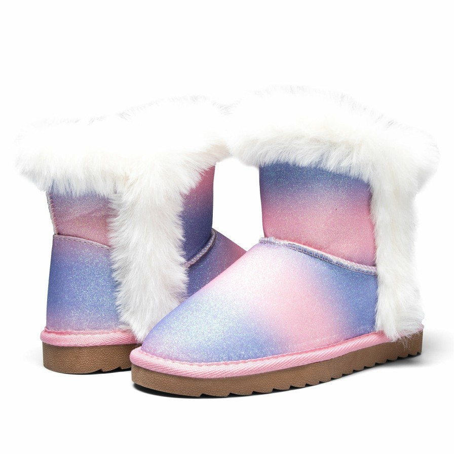 Kids my soft | Powder Blue Gradient Glitter Warm Snow Boots