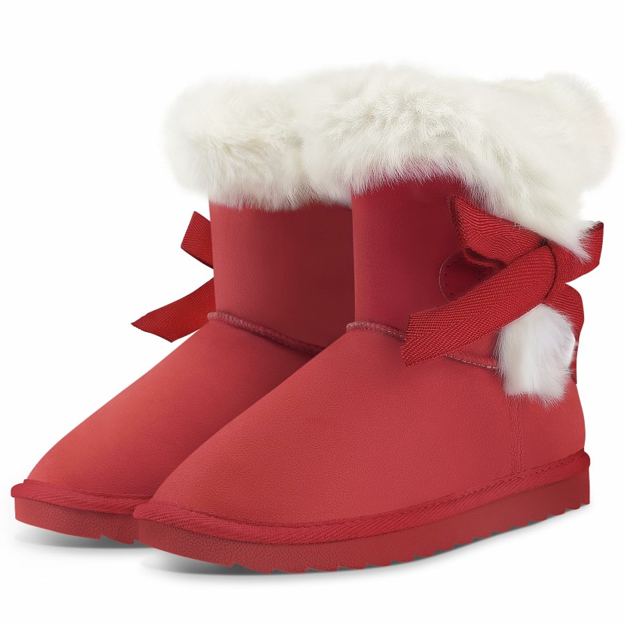 Kids my soft | Girls Bow Tie Warm Fur Lined Snow Boots