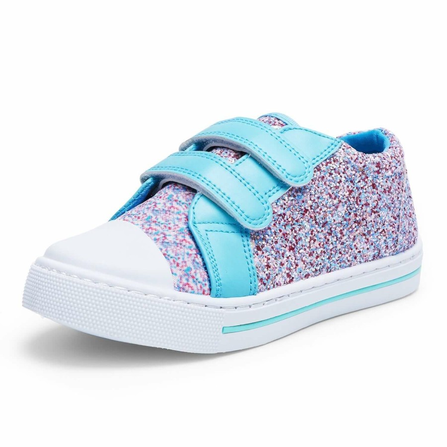 Kids my soft | Blue Double Velcro Glitter Canvas Sneakers