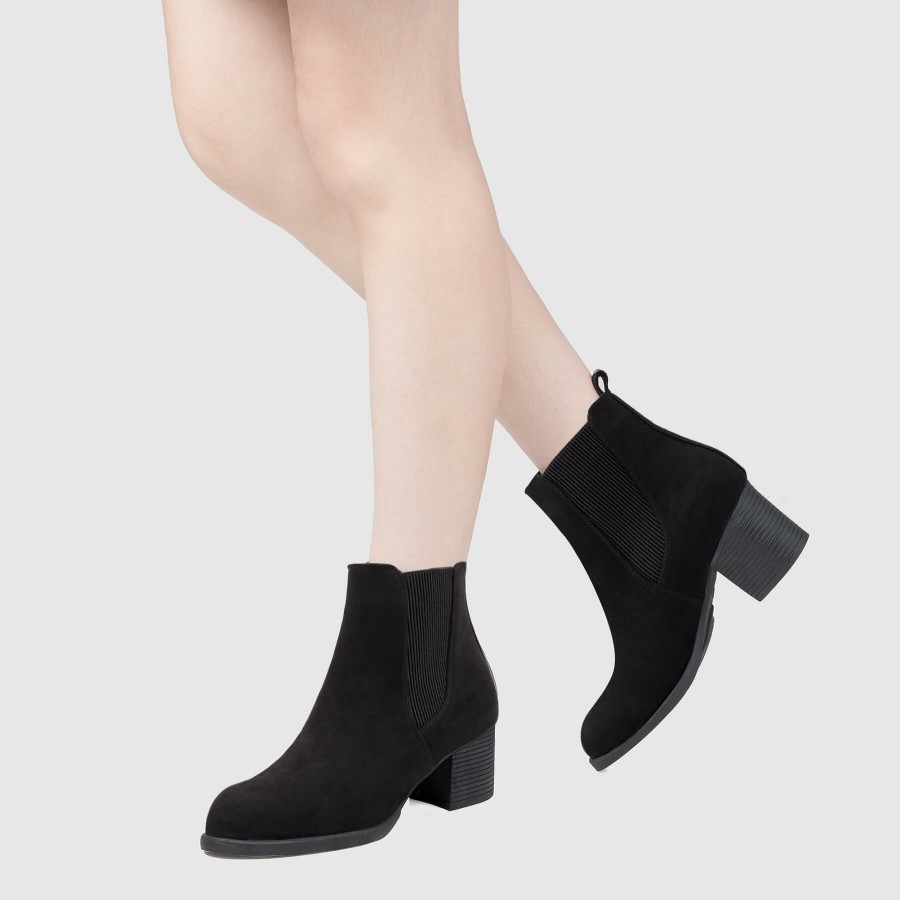 Women my soft Heeled Boots | Stretch Chelsea Block Heel Boots