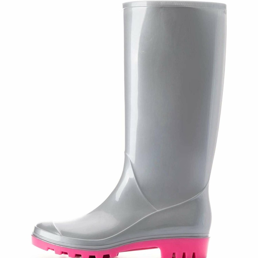 Women my soft | Matte Silver Glitter Rubber Waterproof Tall Rain Boots