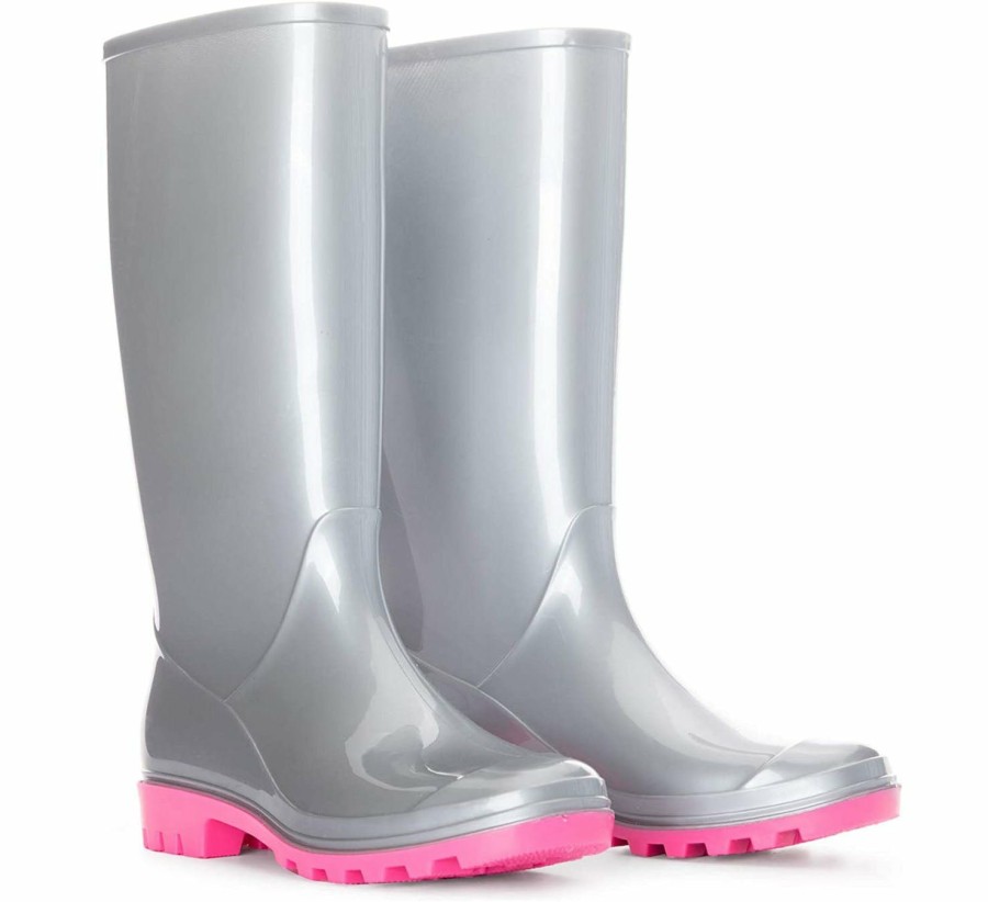 Women my soft | Matte Silver Glitter Rubber Waterproof Tall Rain Boots