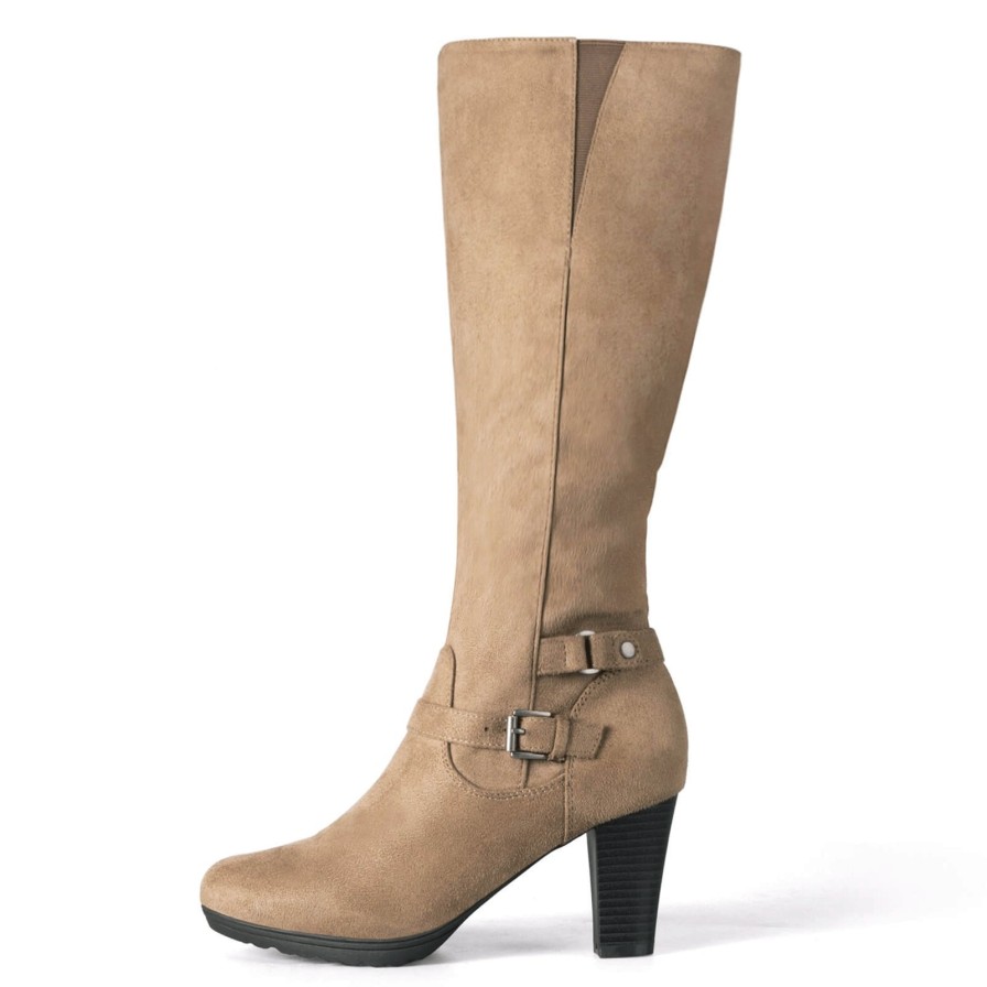 Women my soft Knee High Boots | Suede Chunky Heel Tall Boots With Zipper