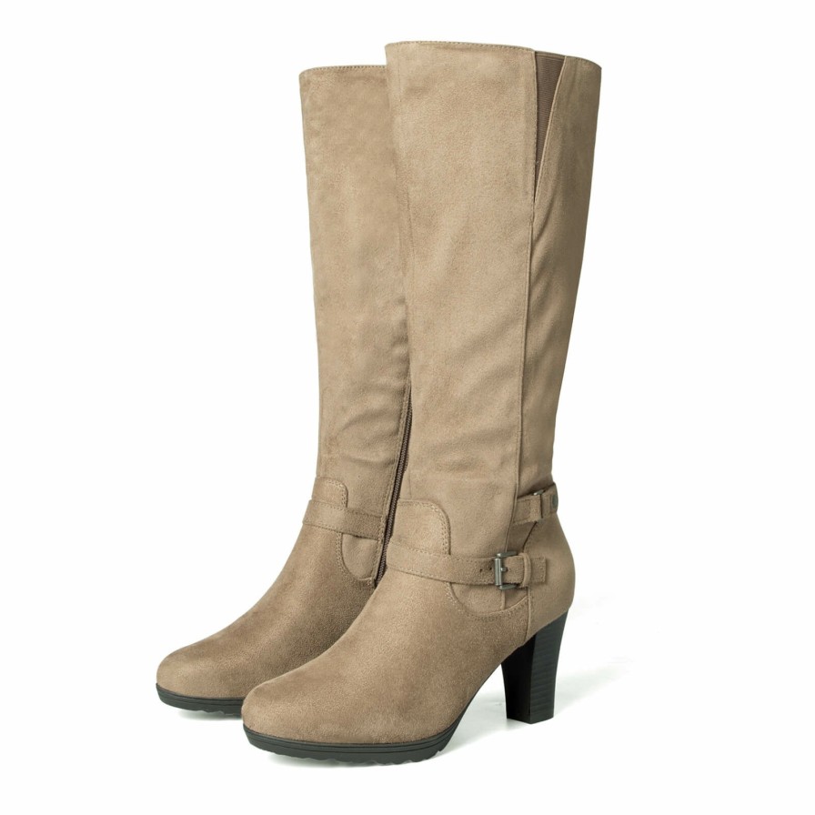 Women my soft Knee High Boots | Suede Chunky Heel Tall Boots With Zipper