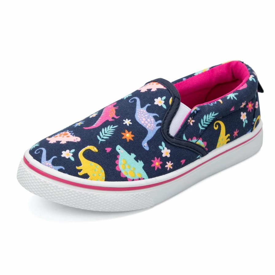 Kids my soft Dinosaur-Patterned | Multicolored Dinosaur Slip-On Navy Blue Espadrilles