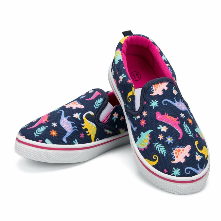 Kids my soft Dinosaur-Patterned | Multicolored Dinosaur Slip-On Navy Blue Espadrilles