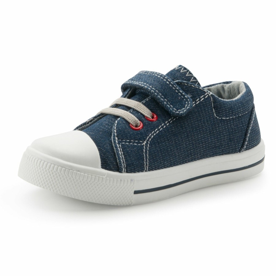 Kids my soft | Denim Single Hook-And-Loop Canvas Sneakers