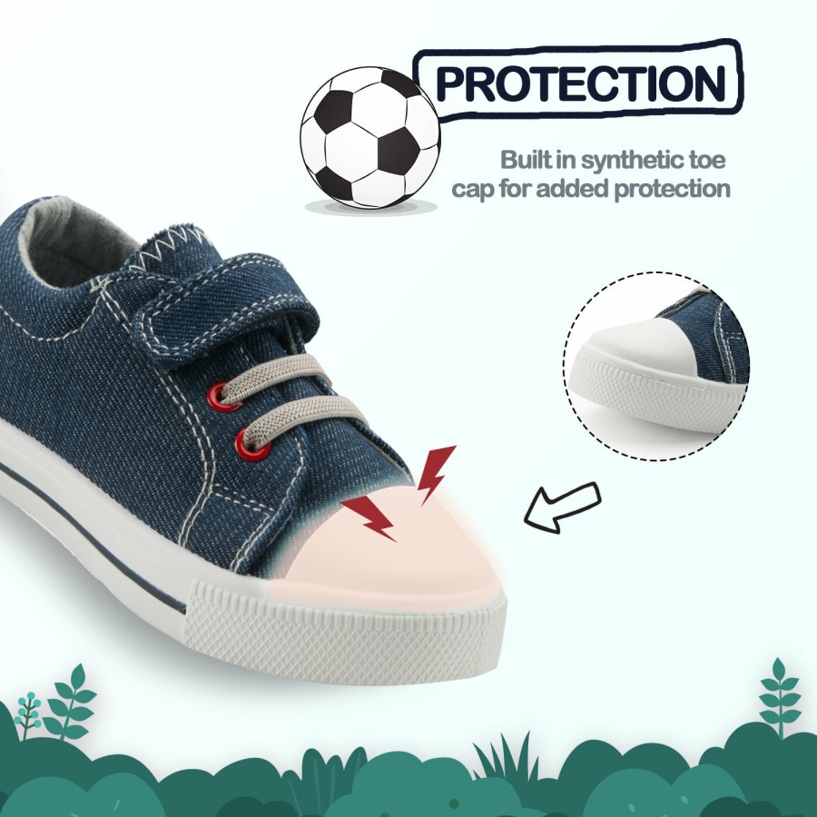 Kids my soft | Denim Single Hook-And-Loop Canvas Sneakers