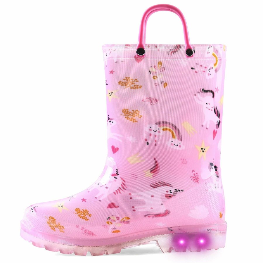 Kids my soft | Pink Rainbow Unicorn Waterproof Lighted Rain Boots