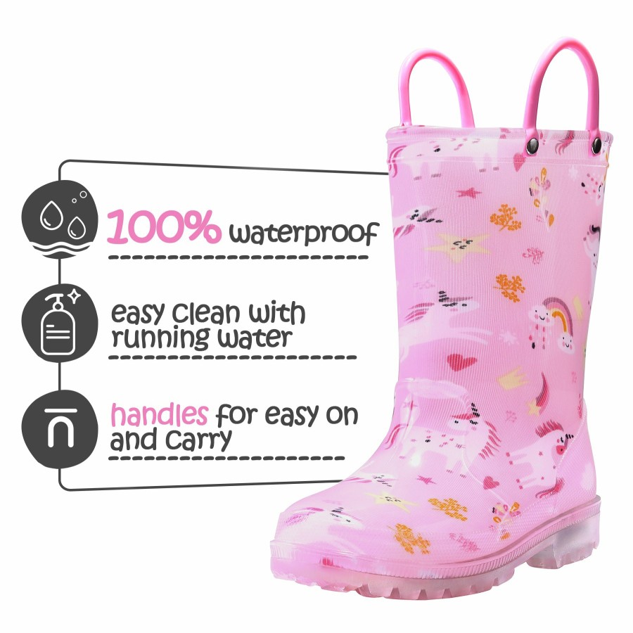 Kids my soft | Pink Rainbow Unicorn Waterproof Lighted Rain Boots